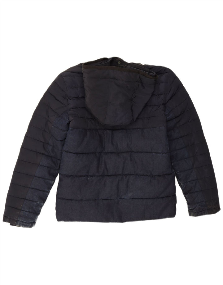 Zara Herren-Jacke mit Kapuze, gepolstert, Größe 36, Marineblau, Polyester