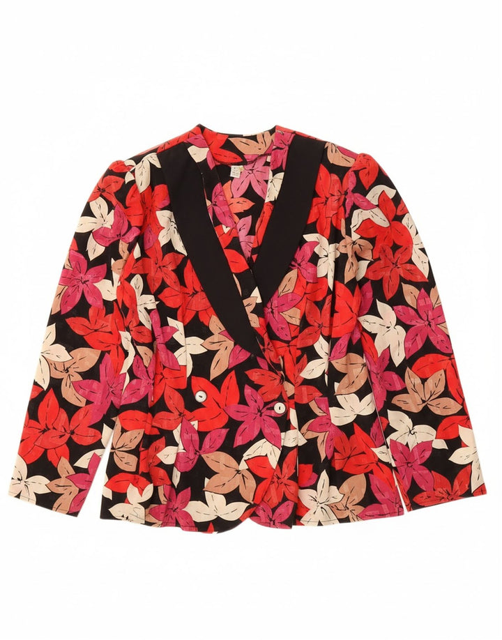VINTAGE Womens Blazer Jacket IT 46 Large Multicoloured Floral