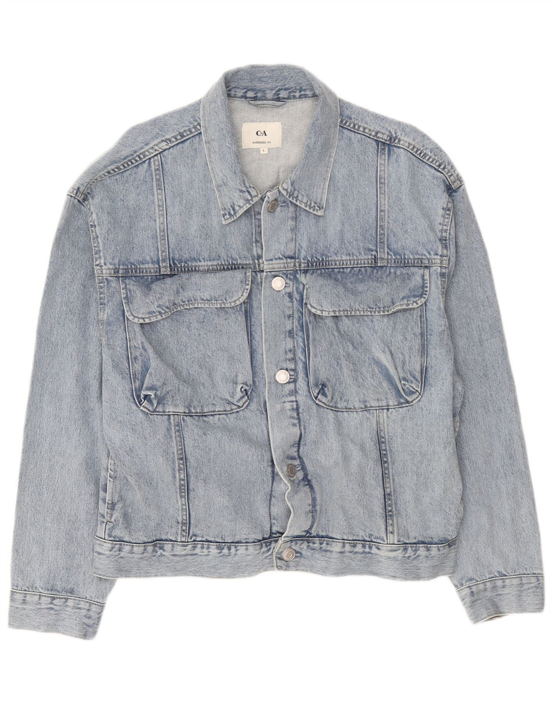 C&A Herren-Jeansjacke in Übergröße, Größe UK 40, Größe L, Blau, Baumwolle
