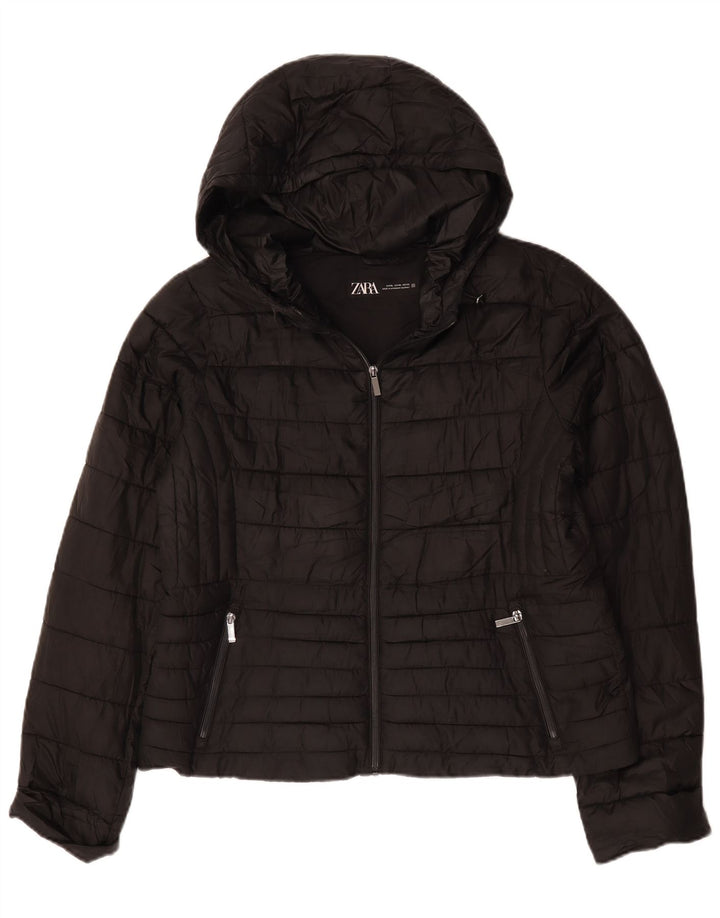 Zara Damen-Jacke mit Kapuze, gepolstert, UK 18, XL, Schwarz, Polyester