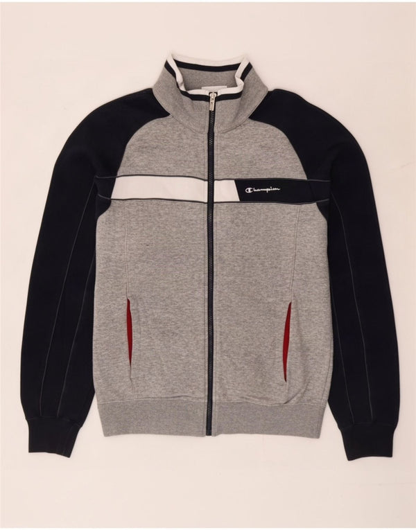 Champion Damen-Trainingsanzug-Top-Jacke, UK 14, mittelgraue Colourblock-Baumwolle