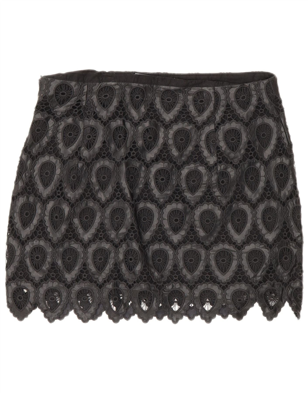 Zara Damen Minirock Large W30 Schwarzes geometrisches Polyester