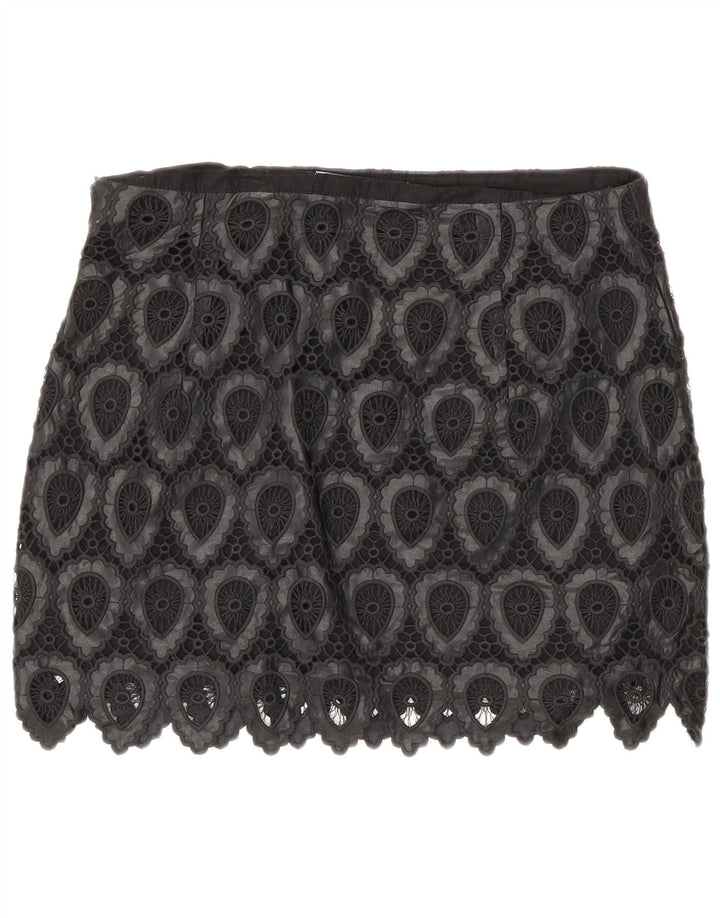 Zara Damen Minirock Large W30 Schwarzes geometrisches Polyester
