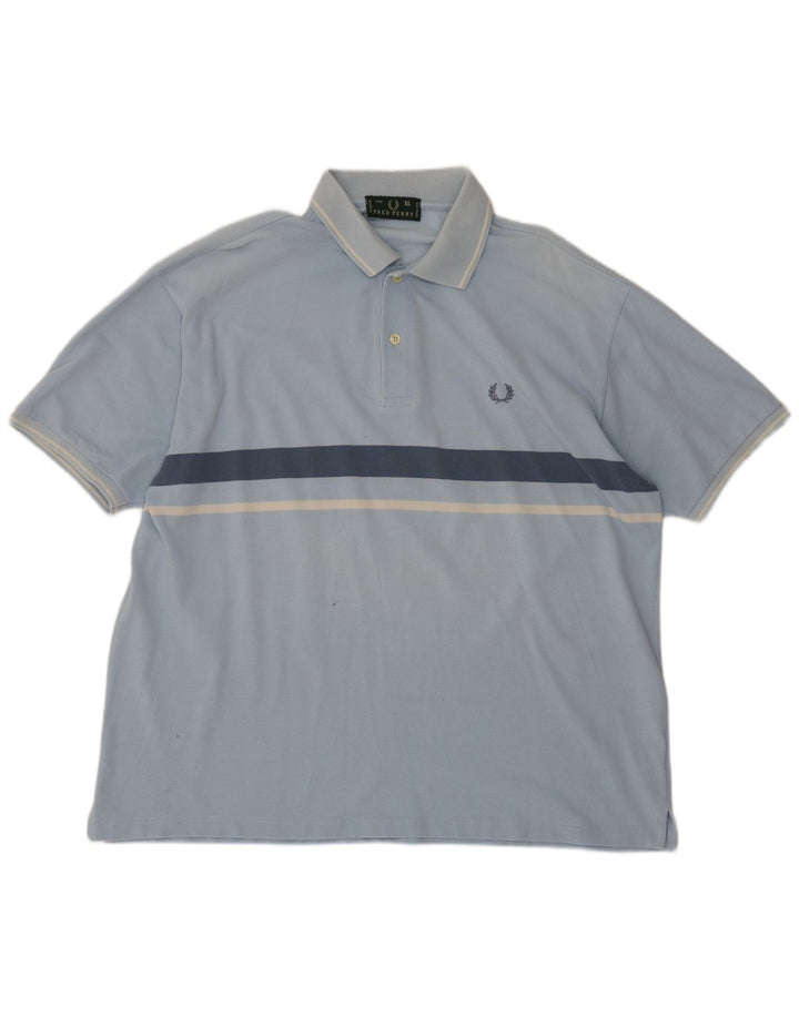 Fred Perry Herren-Poloshirt XL, blau gestreift, Baumwolle
