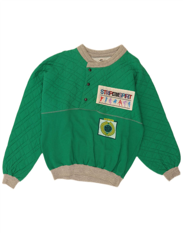 Vintage Herren Grafik Sweatshirt Pullover Große grüne Baumwolle Retro