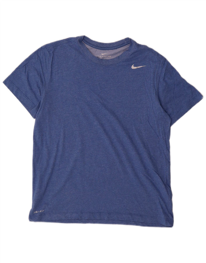 Nike Herren Dri Fit T-Shirt-Oberteil aus mittelblau gefleckter Baumwolle