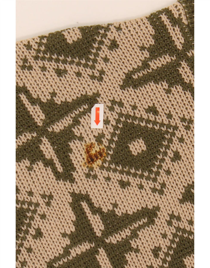 VINTAGE Damen-Pullover mit U-Boot-Ausschnitt, Größe 46, groß, beige, geometrisch