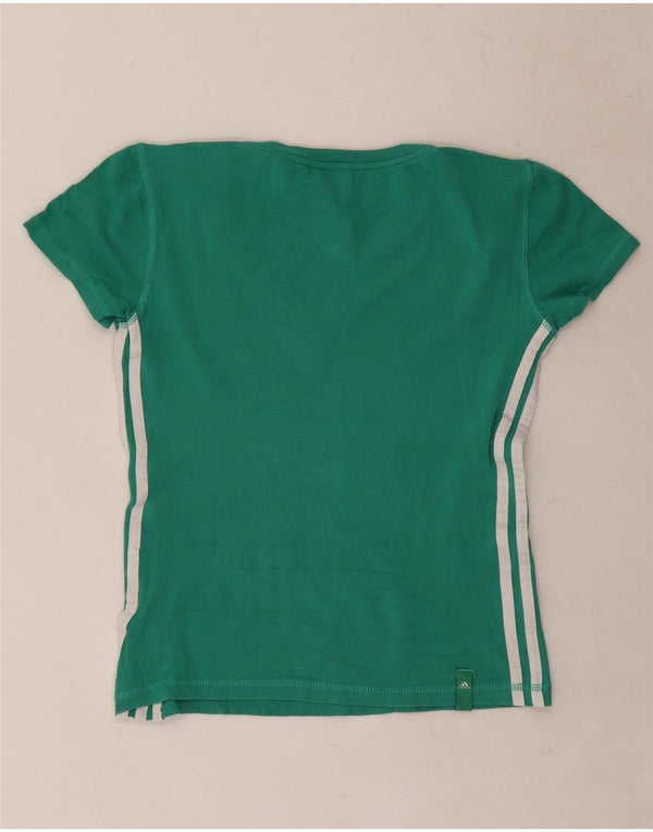 Adidas Damen T-Shirt Top UK 12 Mittelgrüne Baumwolle