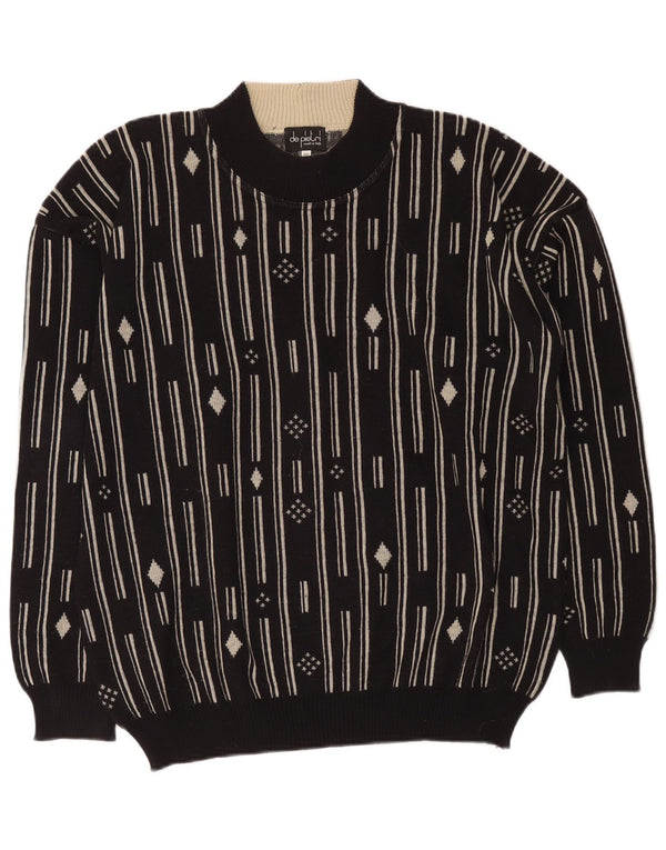 De Pietri Herren-Pullover mit Rundhalsausschnitt, Größe 48, mittelschwarz, geometrisch
