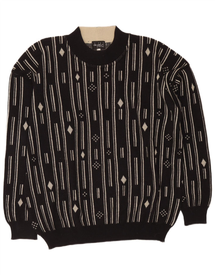 De Pietri Herren-Pullover mit Rundhalsausschnitt, Größe 48, mittelschwarz, geometrisch