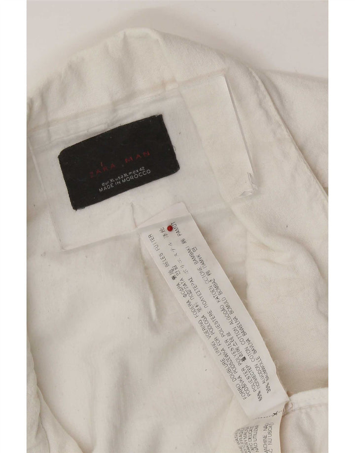 Zara Herren Utility Jacke UK 42 XL Weiß Polyester