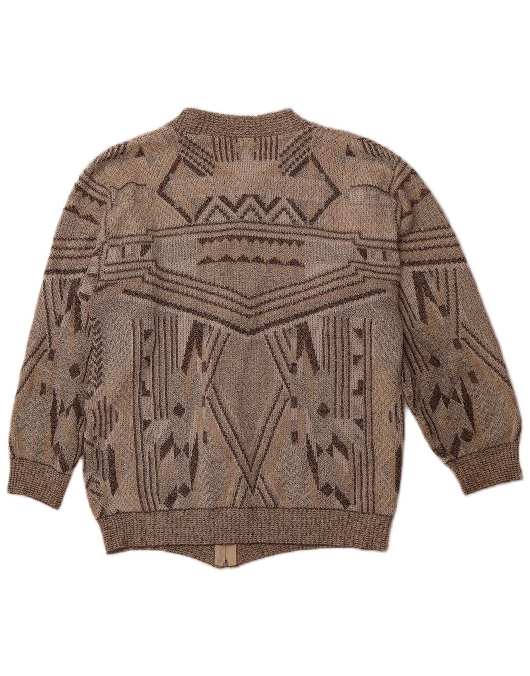 SALVIATO Mens Cardigan Sweater Medium Beige Geometric