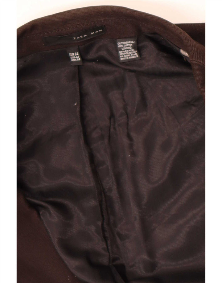 Zara Herren Militär-Blazer mit 2 Knöpfen, EU 54, XL, braune Baumwolle