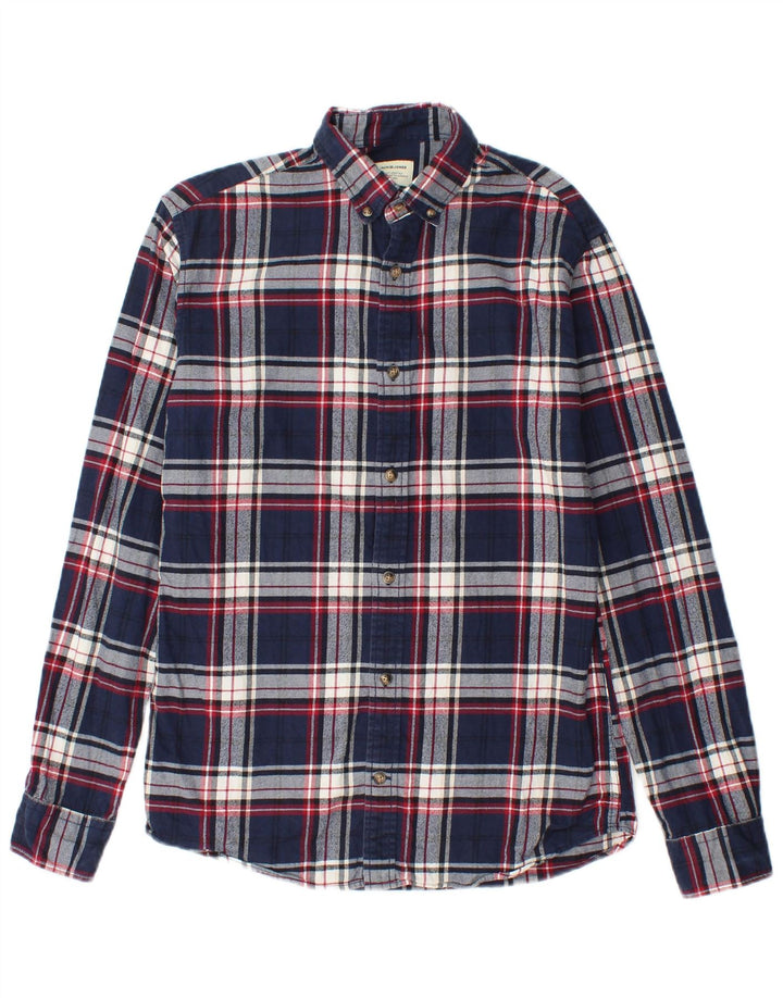 Jack & Jones Herren-Flanellhemd XS, marineblau, kariert, Baumwolle