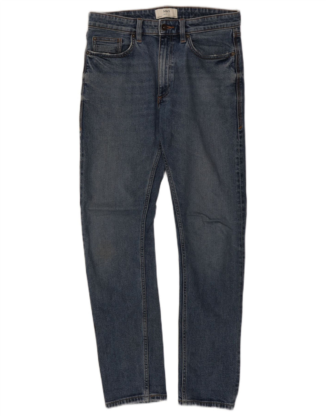 Marks & Spencer Herren Slim Jeans W32 L30 Blaue Baumwolle