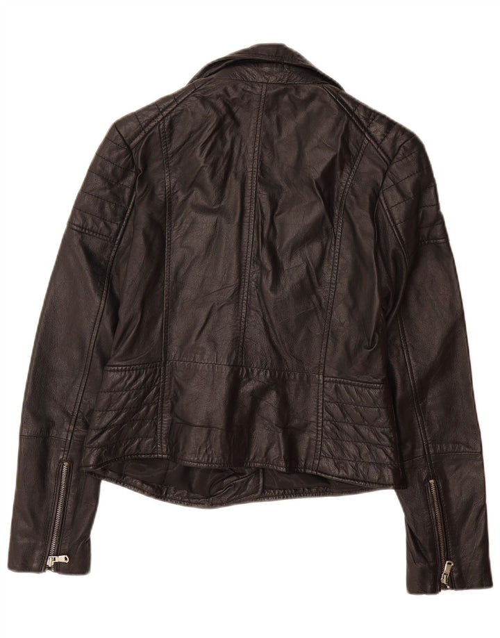 BARNEYS Damen-Bikerjacke aus Leder, US 10, großes schwarzes Leder