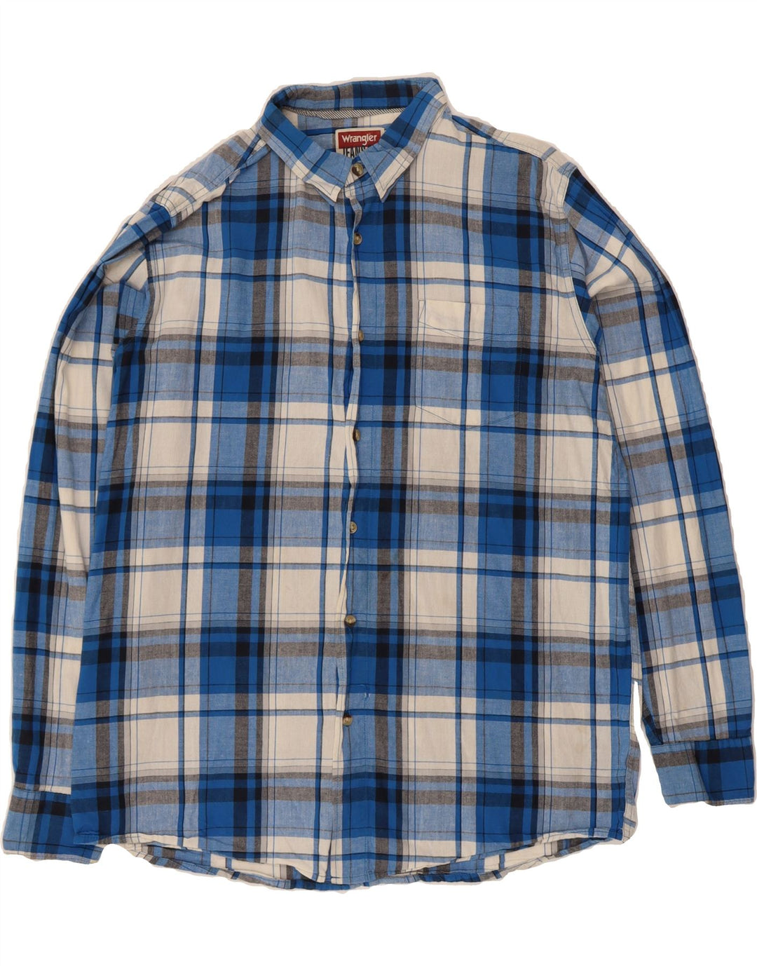 WRANGLER Mens Shirt Large Blue Check Cotton Vintage Wrangler and Second-Hand Wrangler from Messina Hembry 