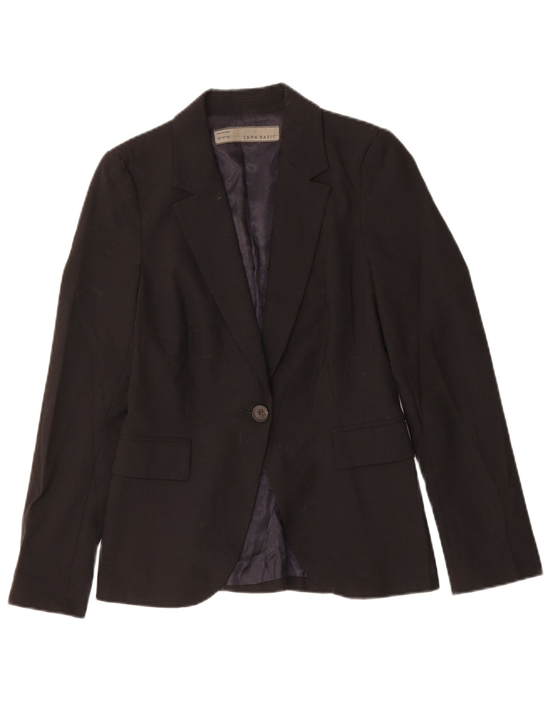 ZARA Womens 1 Button Blazer Jacket EU 34 2XL Black Polyester