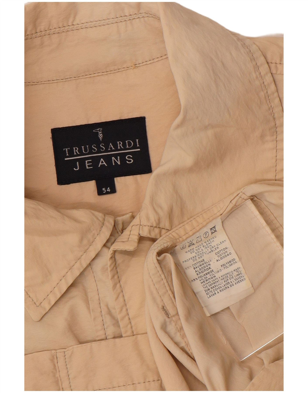 TRUSSARDI JEANS Herren Utility Jacke IT 54 2XL Beige Baumwolle