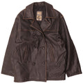 Vintage Damen Zweireihige Lederjacke UK 20 2XL Braun