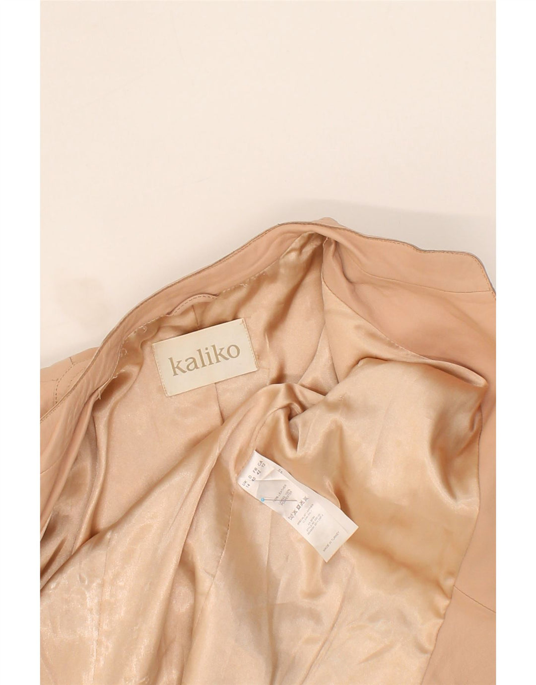 KALIKO Womens Crop Leather Jacket UK 14 Medium Beige Leather Vintage Kaliko and Second-Hand Kaliko from Messina Hembry 