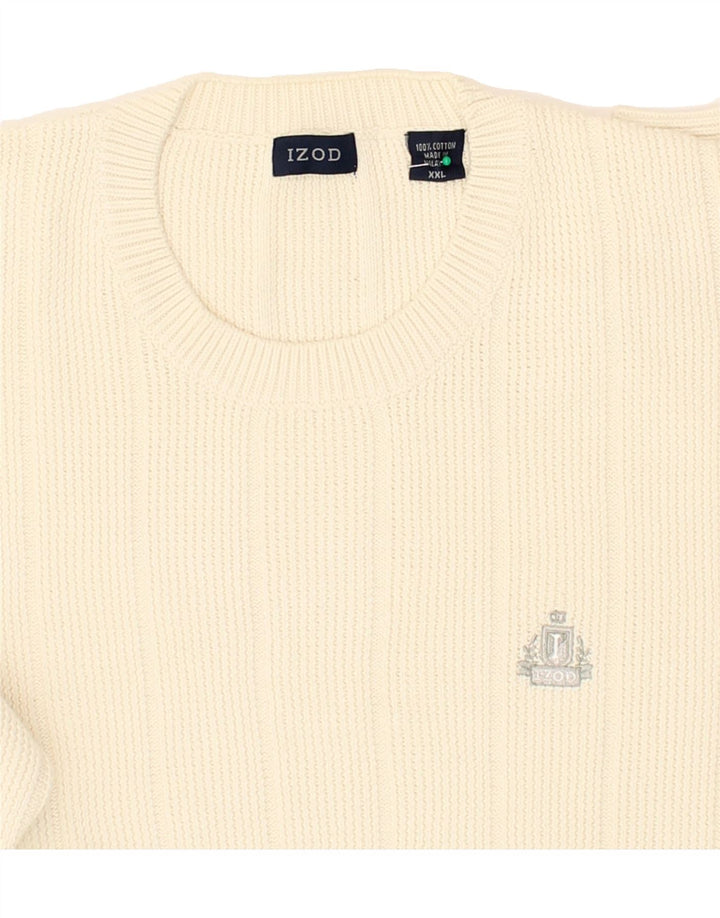 IZOD Mens Crew Neck Jumper Sweater 2XL White Cotton Vintage Izod and Second-Hand Izod from Messina Hembry 