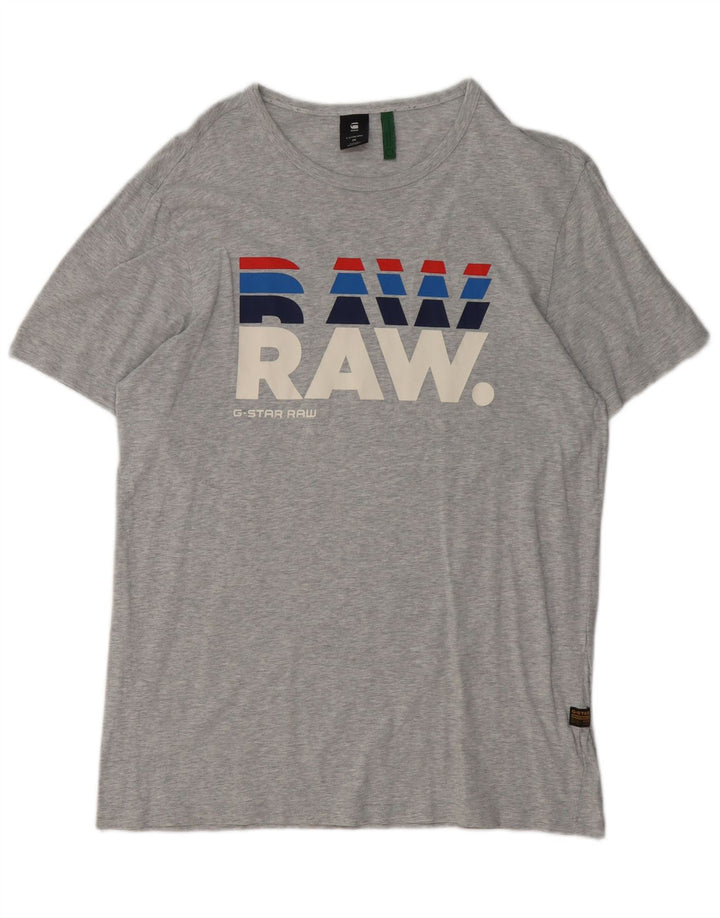 G-STAR Herren Grafik-T-Shirt-Oberteil aus mittelgrau gesprenkelter Baumwolle