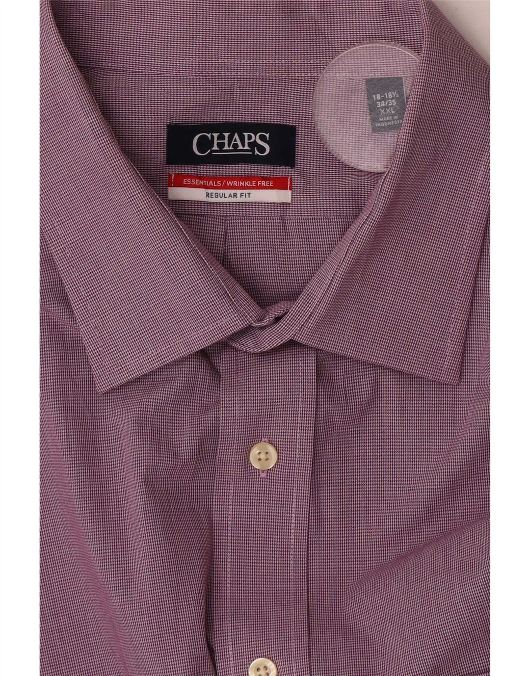 Chaps Herren-Hemd, knitterfrei, Größe 18 1/2 2XL, lila Hahnentrittmuster