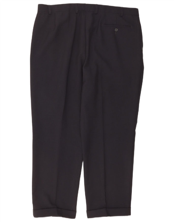 Marks & Spencer Herren-Anzughose mit Pegged-Anzug, W40 L29, marineblaues Polyester