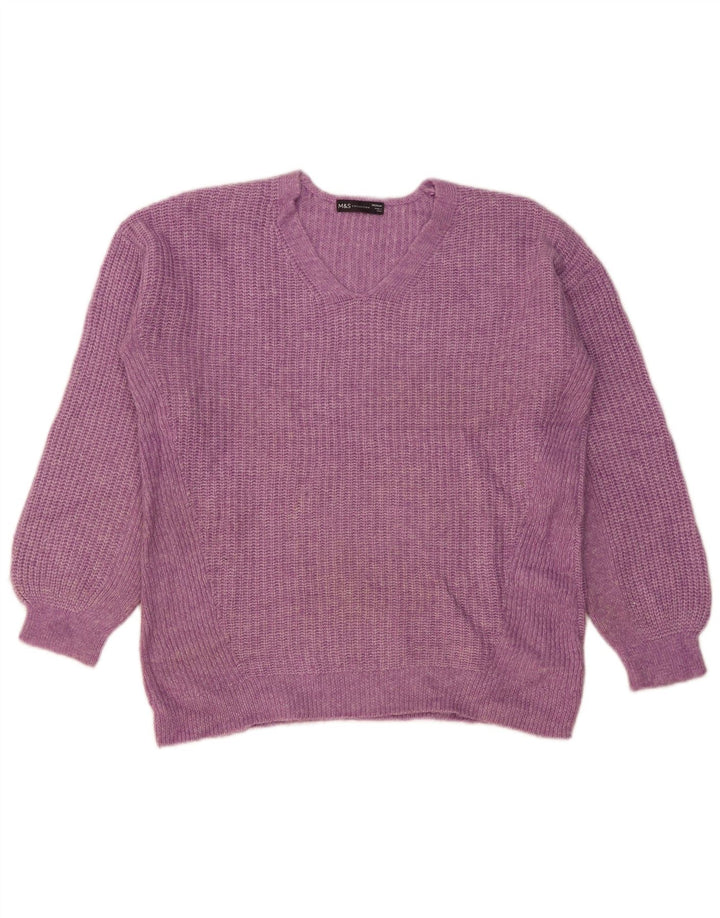 Marks & Spencer Damen-Pullover in Übergröße mit V-Ausschnitt, Gr. 14, Mittelviolett
