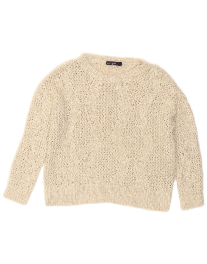 Marks & Spencer Damen-Pullover mit U-Boot-Ausschnitt, Größe 44, Off-White
