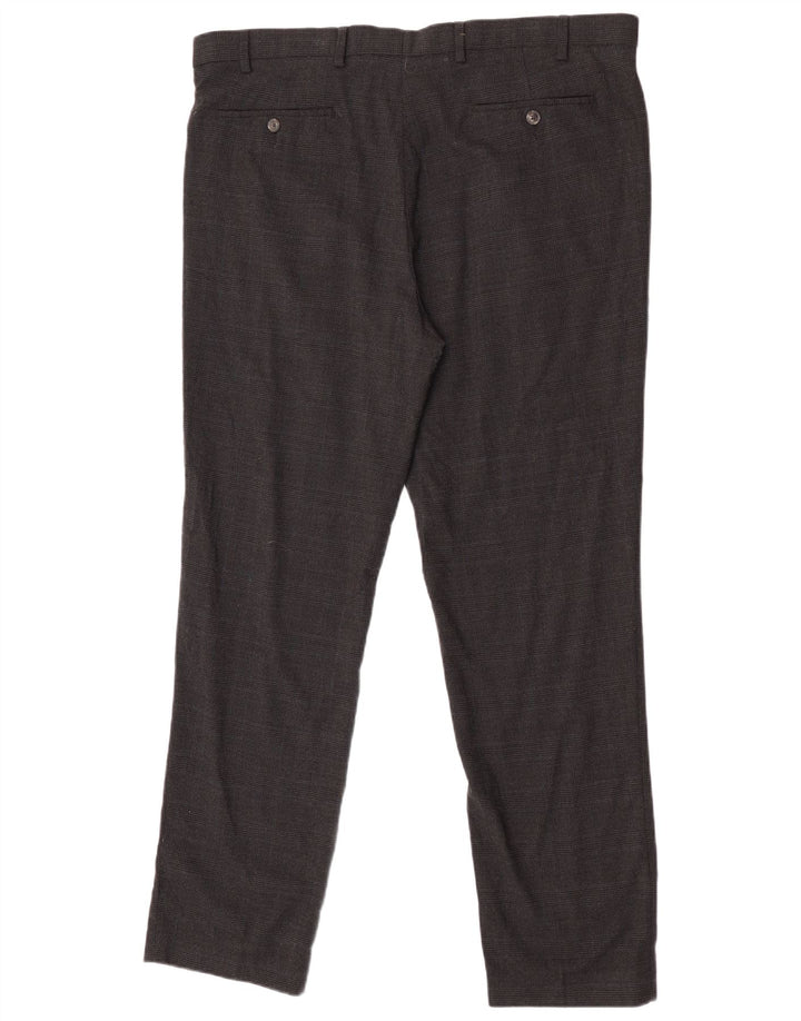 Marks & Spencer Herren-Anzughose, normal, W40, L32, schwarz karierte Wolle