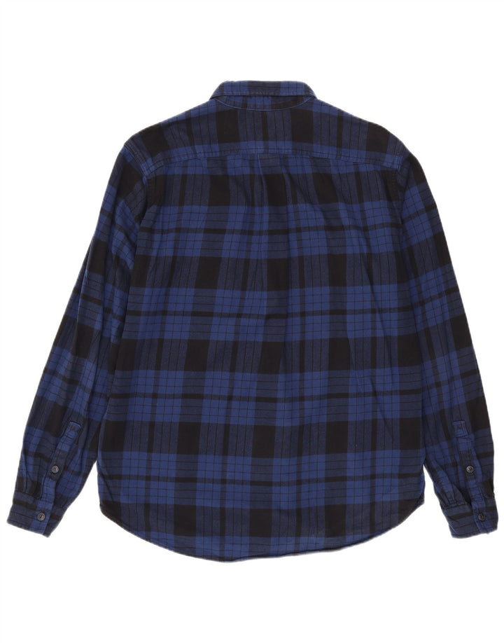 Eddie Bauer Mens Tall Relaxed Fit Flannel Shirt Large Navy Blue Check