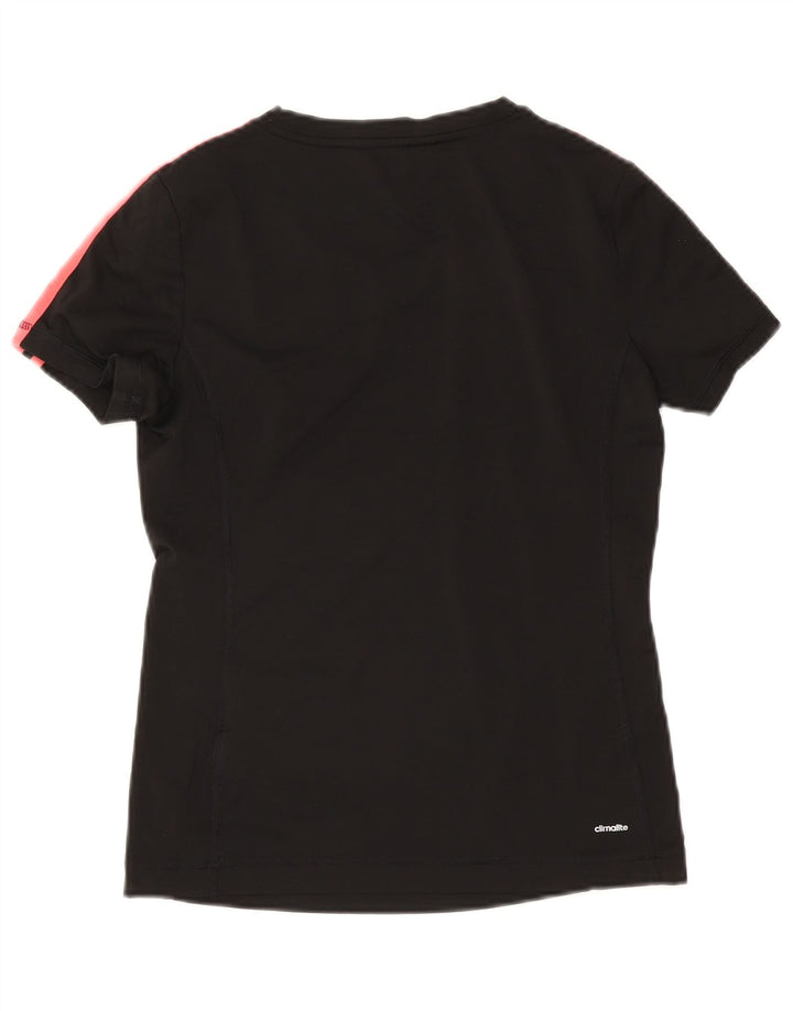 Adidas Damen Climalite T-Shirt Top UK 8/10 Small Schwarz Polyester
