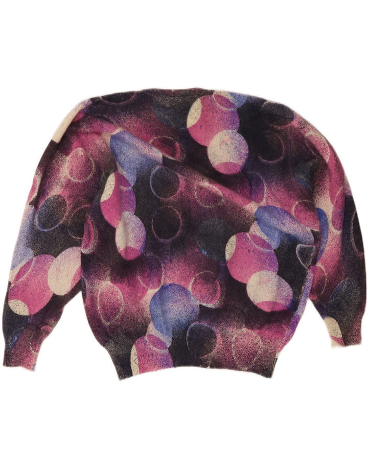 Vintage Damen Rundhalspullover Pullover UK 16 Großes mehrfarbiges Angora