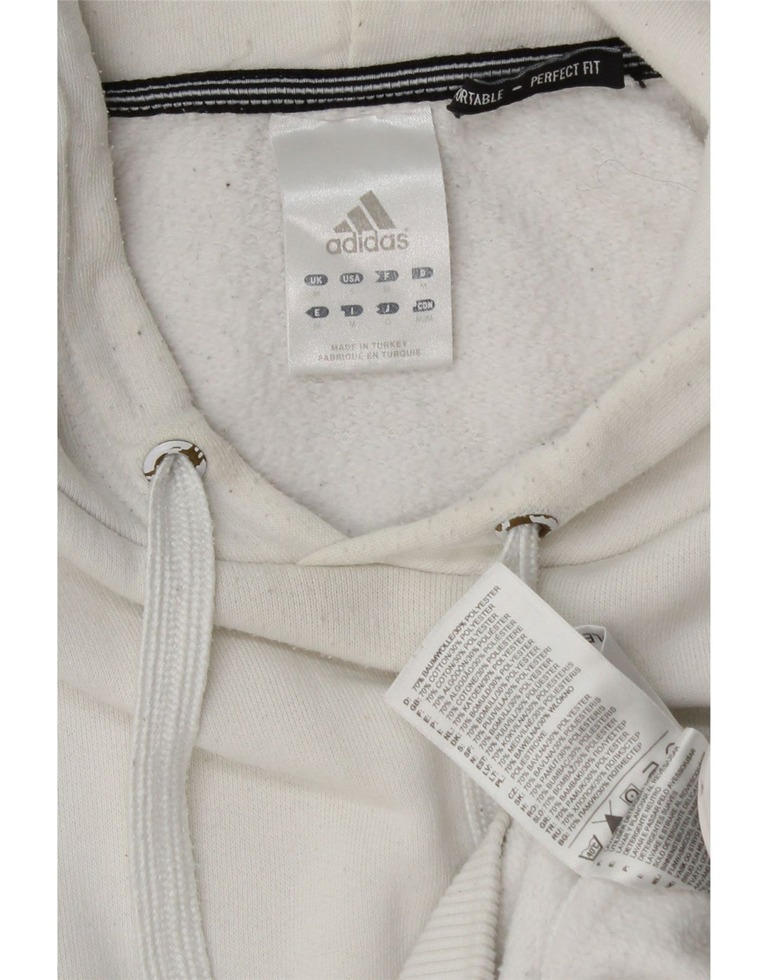 Adidas Herren Kapuzenpullover aus mittelweißer Baumwolle
