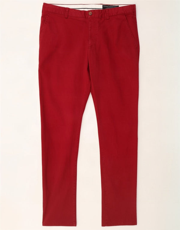 French Connection Mens Slim Chino Trousers W36 L32 Red Cotton