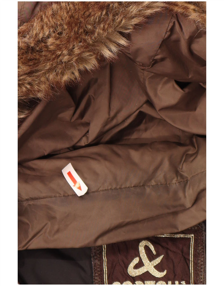 Scotch & Soda Herren-Jacke mit Kapuze, gepolstert, Größe 40, Braun, Polyamid