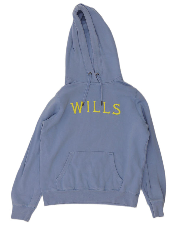 Jack Wills Damen-Kapuzenpullover mit Grafik, UK 12, mittelblaue Baumwolle