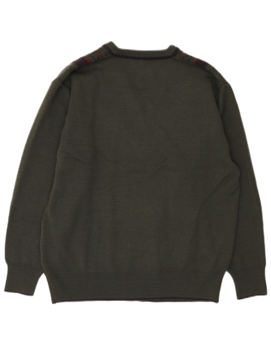 Gabicci Herren-Pullover mit V-Ausschnitt, mittlerer Khaki-Farbblock-Wolle