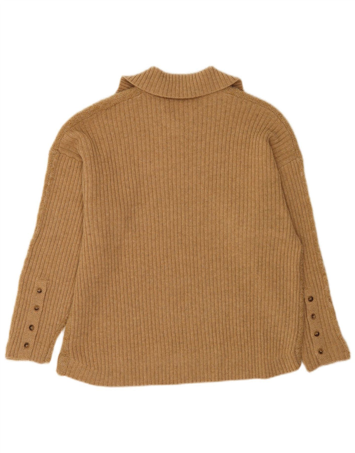 Indi & Cold Damen-Pullover, übergroß, Rollkragen, UK 16, Größe L, beige Wolle