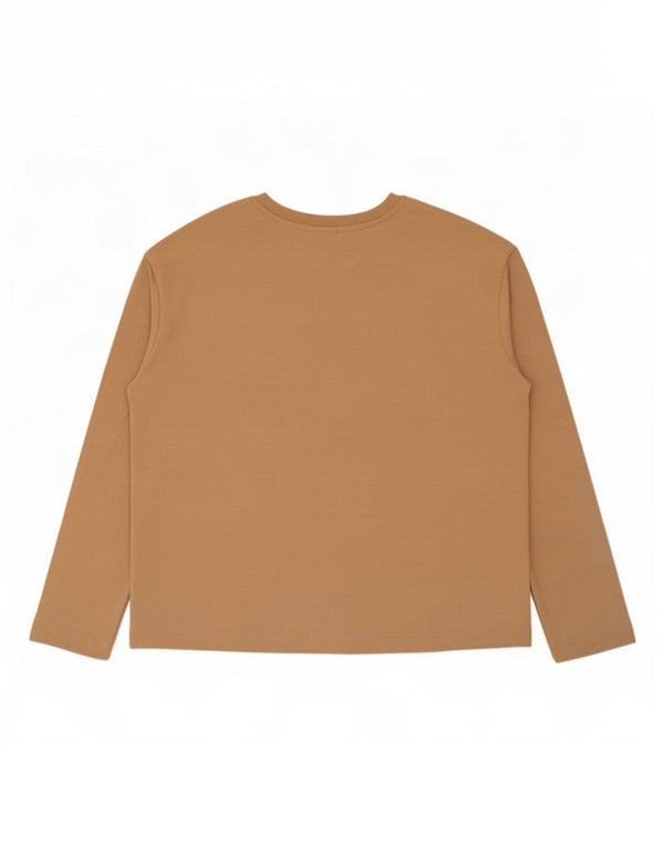 John Lewis Damen Übergroßes Top Langarm UK 12 Mittelbeige Baumwolle