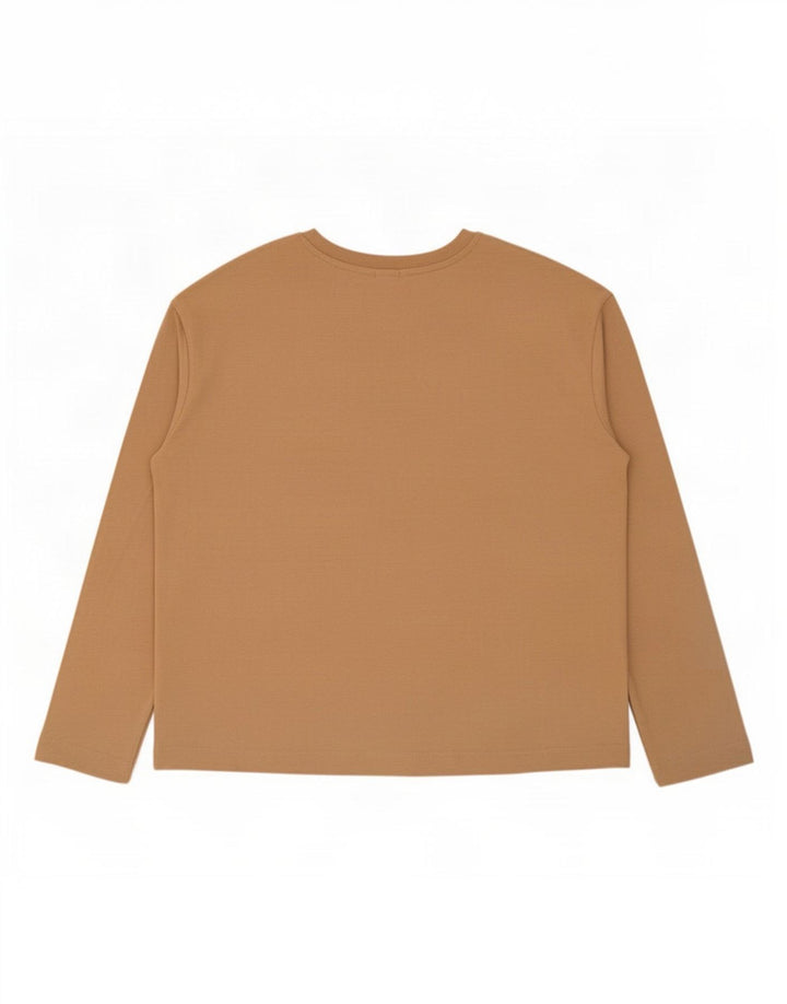 John Lewis Damen Übergroßes Top Langarm UK 12 Mittelbeige Baumwolle