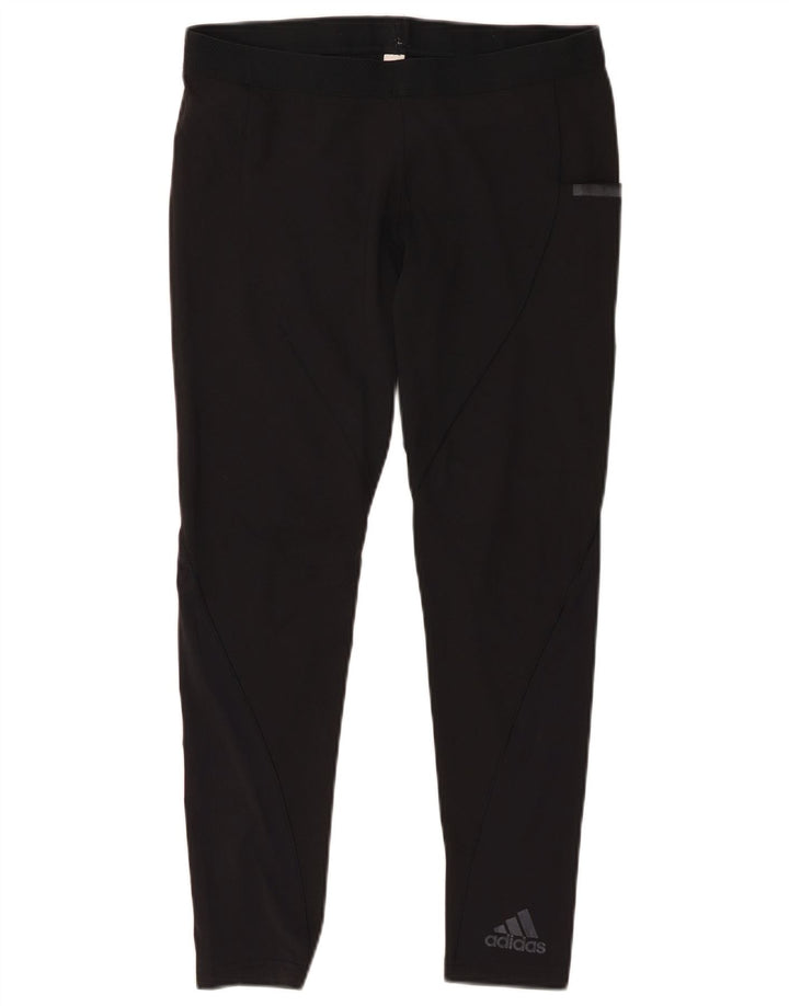 ADIDAS Damen Crop Leggings UK 12 Mittelschwarzes Nylon