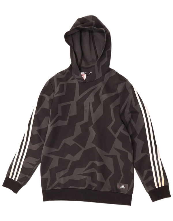 Adidas Jungen Kapuzenpullover 15–16 Jahre, schwarze geometrische Baumwolle