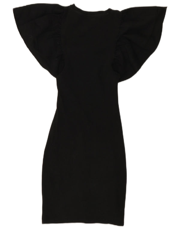 Zara Damen Batwing, figurbetontes Kleid, Größe S, Schwarz, Baumwolle