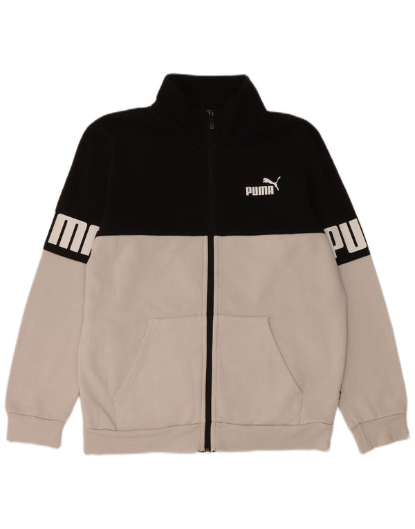 Puma Herren-Trainingsanzug mit grafischem Oberteil, Mittelschwarz, Colourblock-Baumwolle