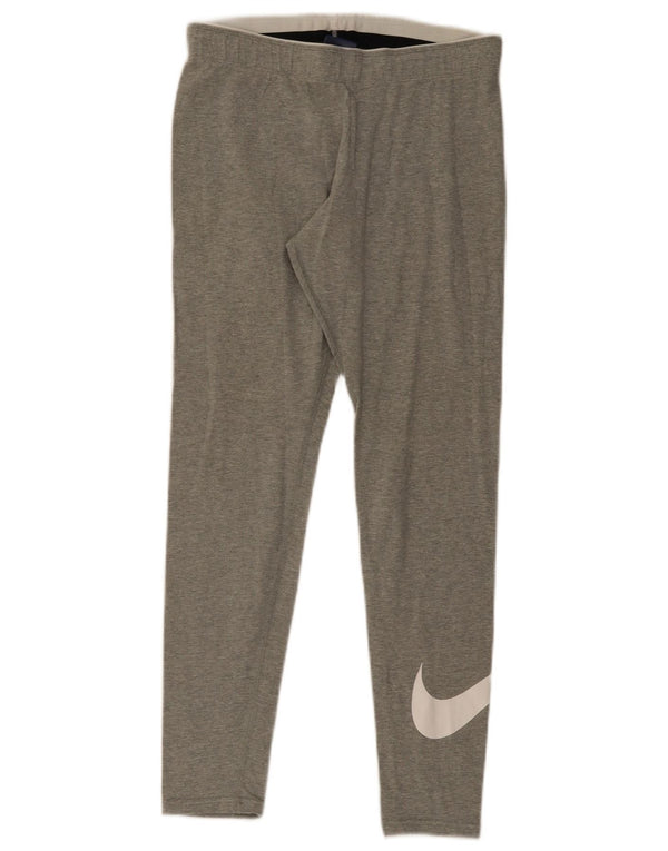 Nike Womens Graphic Leggings UK 12 Mittelgrau gefleckte Baumwolle