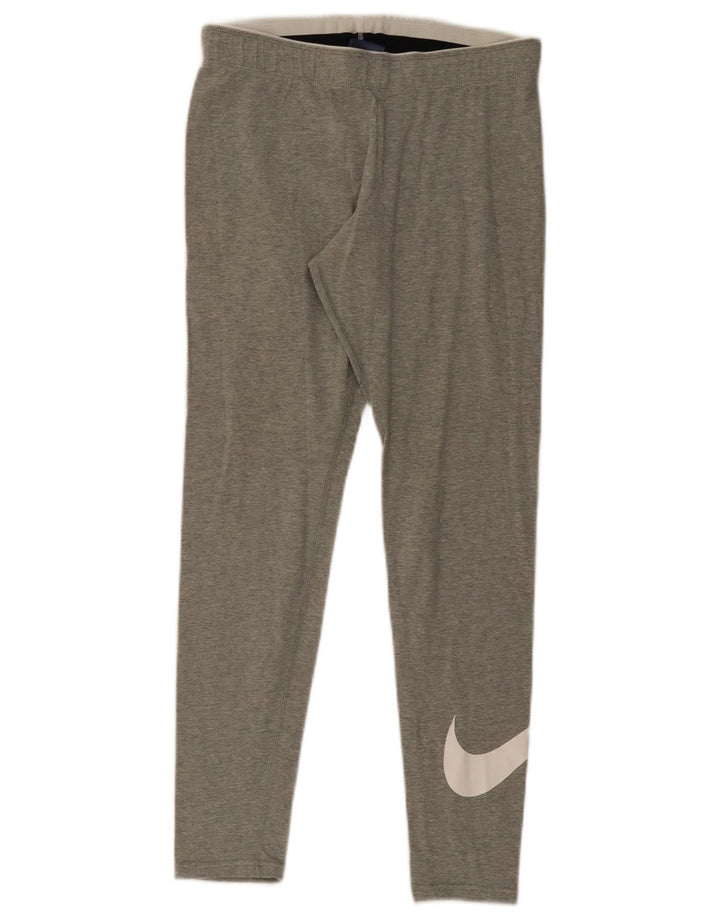 Nike Womens Graphic Leggings UK 12 Mittelgrau gefleckte Baumwolle
