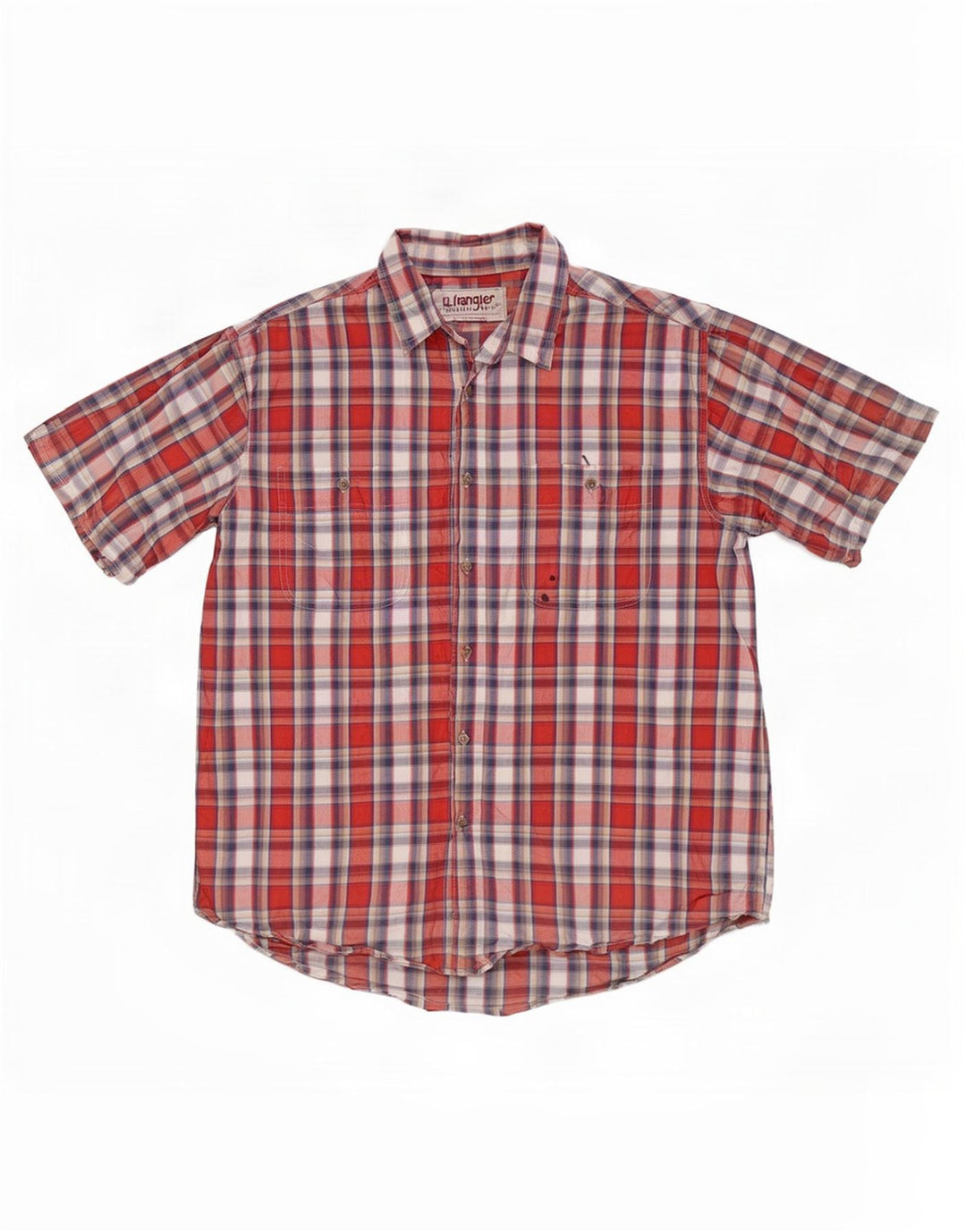 Wrangler Herren-Kurzarmhemd XL, rot kariert, Baumwolle